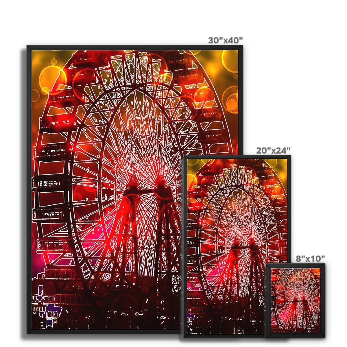 Bokeh Light Ferris Wheel Framed Canvas