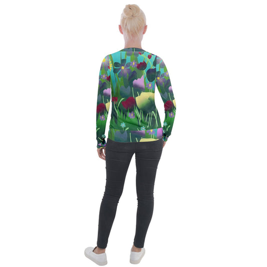 Summer Flower Garden Velvet Zip Up Jacket