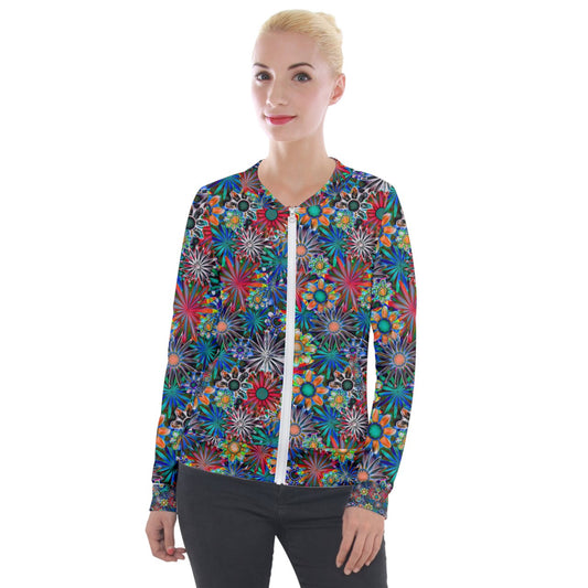 Daisy Garden Velvet Zip Up Jacket