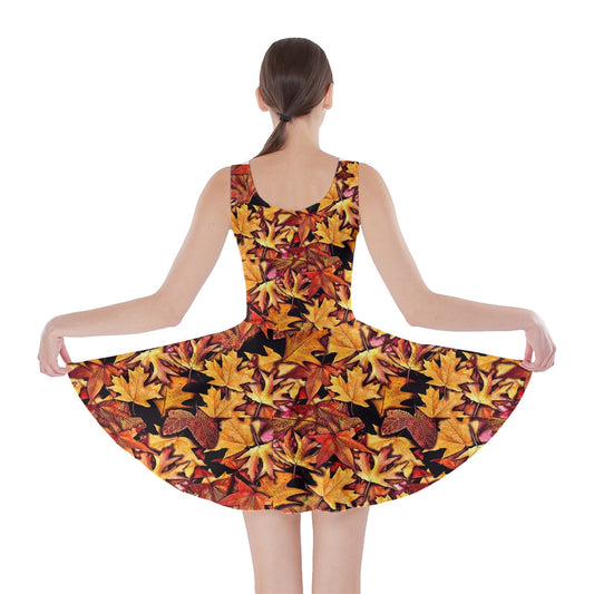 Fall Leaves Pattern Skater Dress