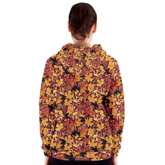Fall Leaves Pattern Women's Zipper Hoodie