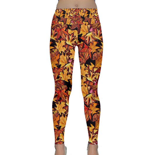 Fall Leaves Pattern Lightweight Velour Classic Yoga Leggings