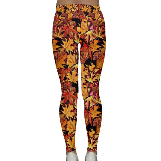 Fall Leaves Pattern Lightweight Velour Classic Yoga Leggings