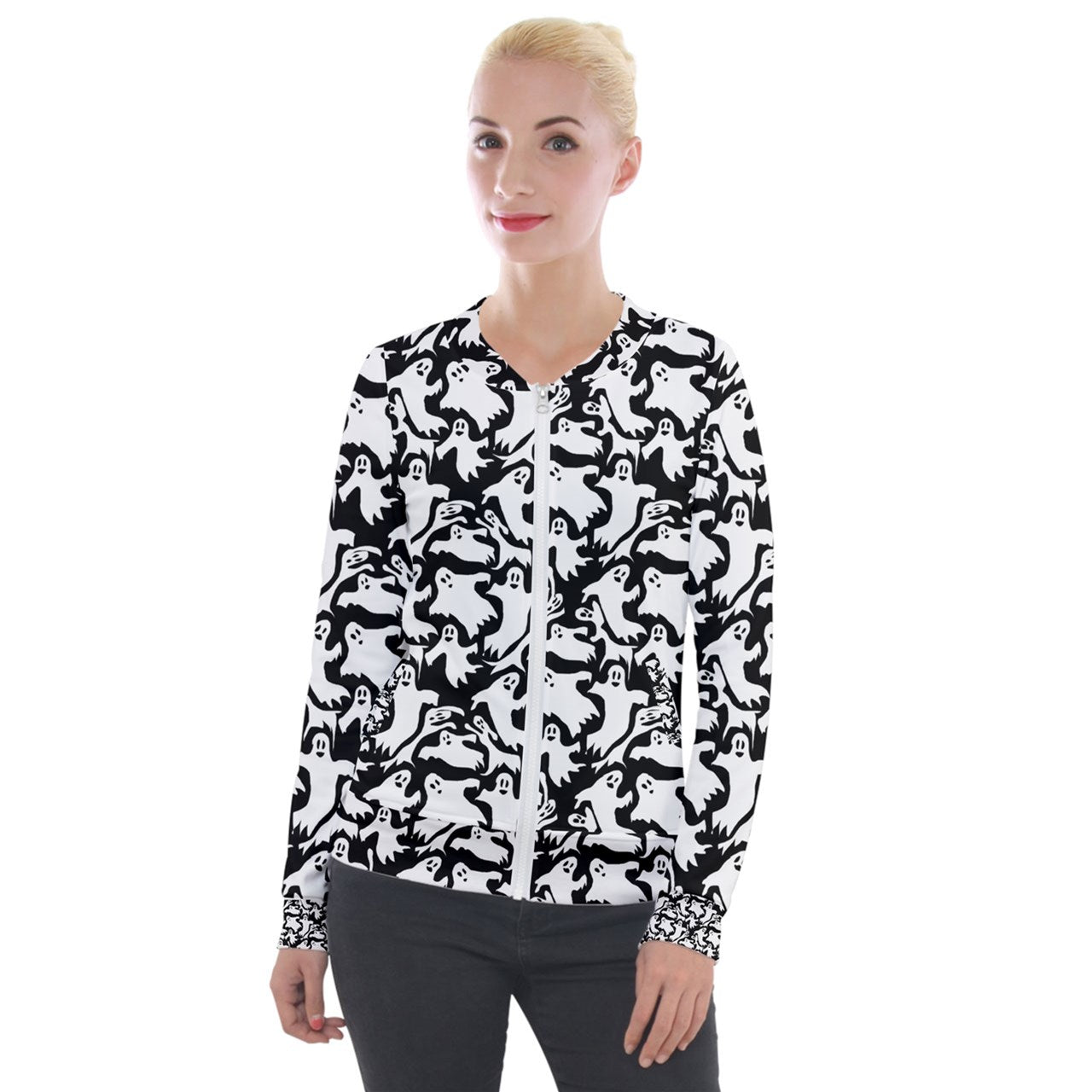 Ghosts Velvet Zip Up Jacket