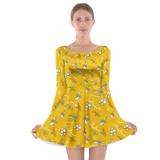 Honeybees Long Sleeve Skater Dress