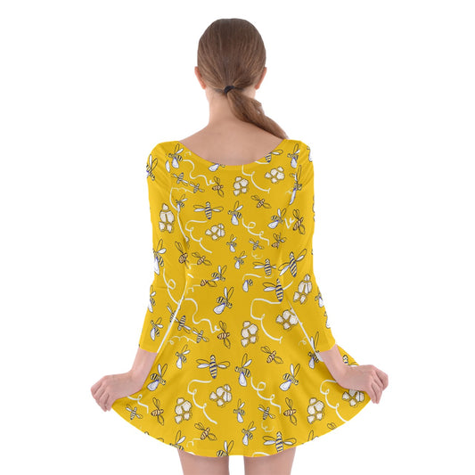 Honeybees Long Sleeve Skater Dress
