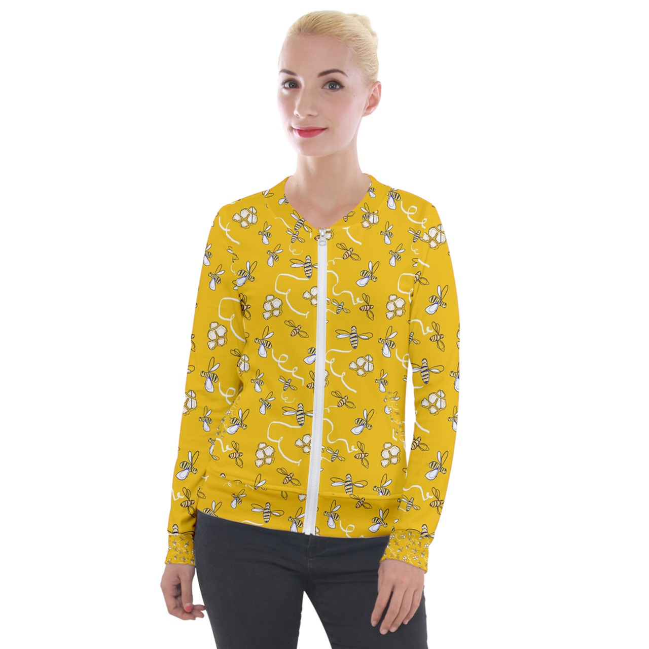 Honeybees Velvet Zip Up Jacket