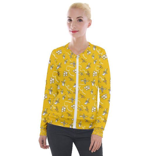 Honeybees Velvet Zip Up Jacket