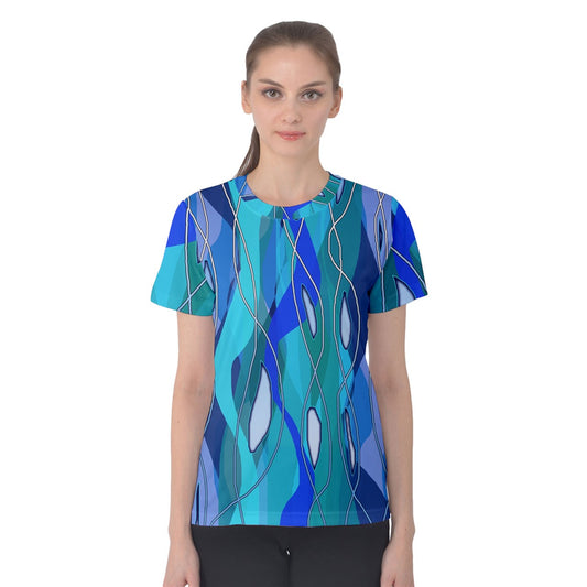 Wavy Blue Women's Cotton Tee