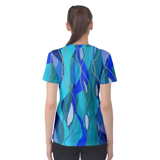 Wavy Blue Women's Cotton Tee