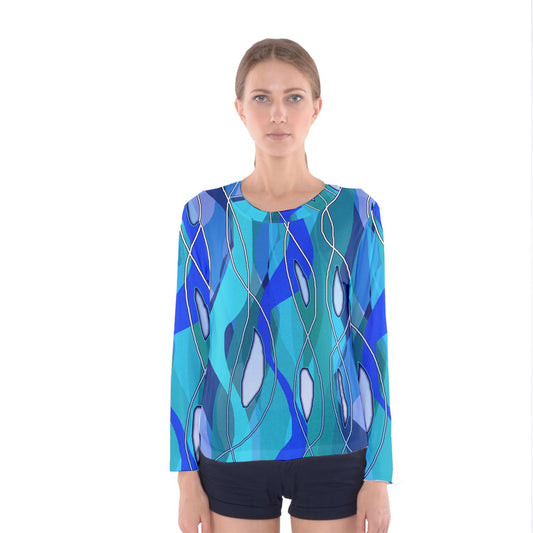 Wavy Blue Women's Long Sleeve Tee
