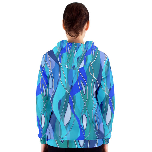 Wavy Blue Women's Zipper Hoodie