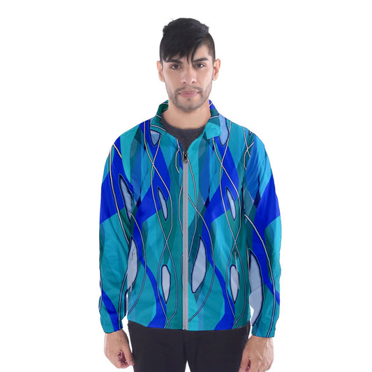 Wavy Blue Men's Windbreaker
