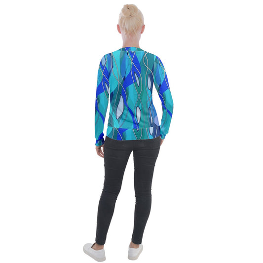Wavy Blue Velvet Zip Up Jacket