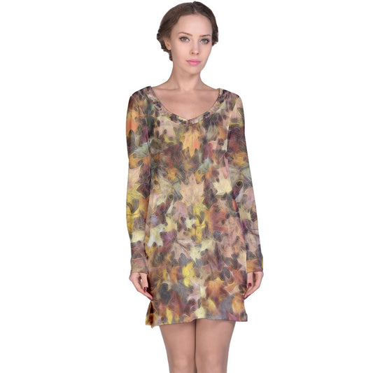 Late October Leaves Light Long Sleeve Nightdress