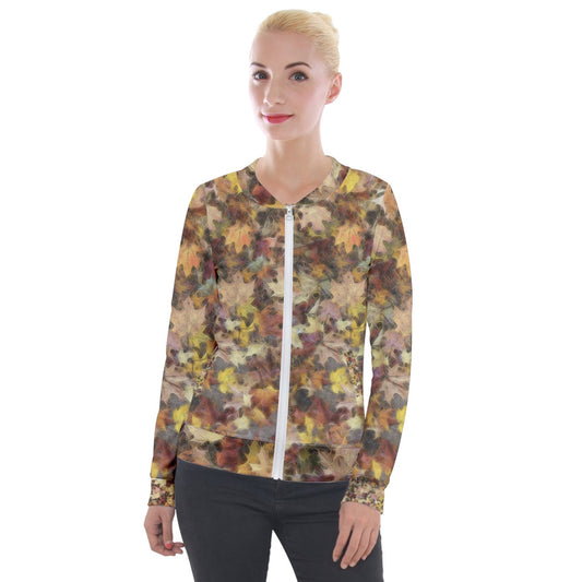 Late October Leaves Light Velvet Zip Up Jacket