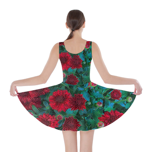 Red Mums Skater Dress