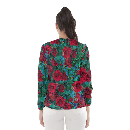 Red Mums Women's Hooded Windbreaker