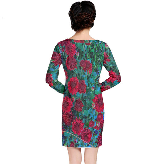 Red Mums Long Sleeve Nightdress