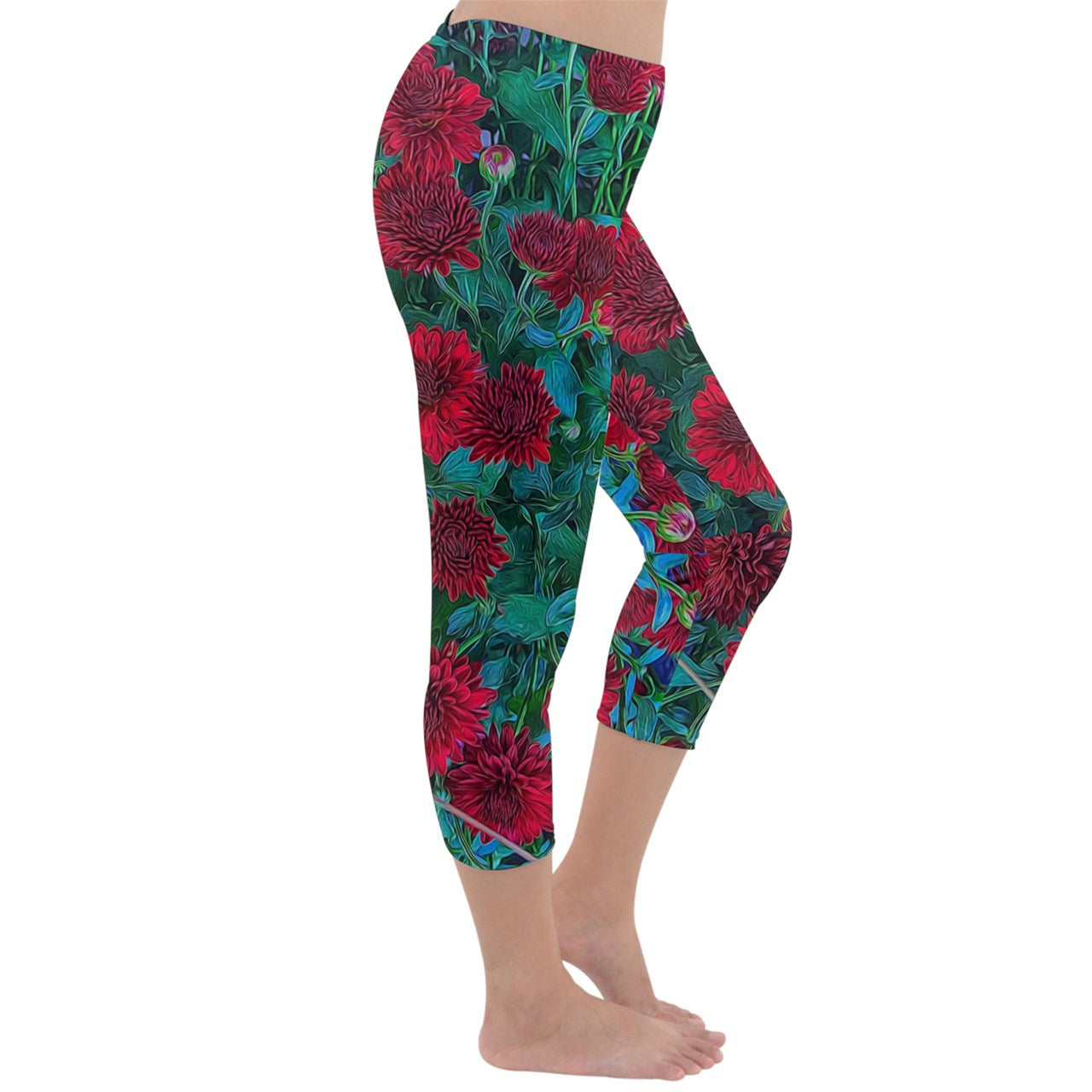 Red Mums Capri Winter Leggings