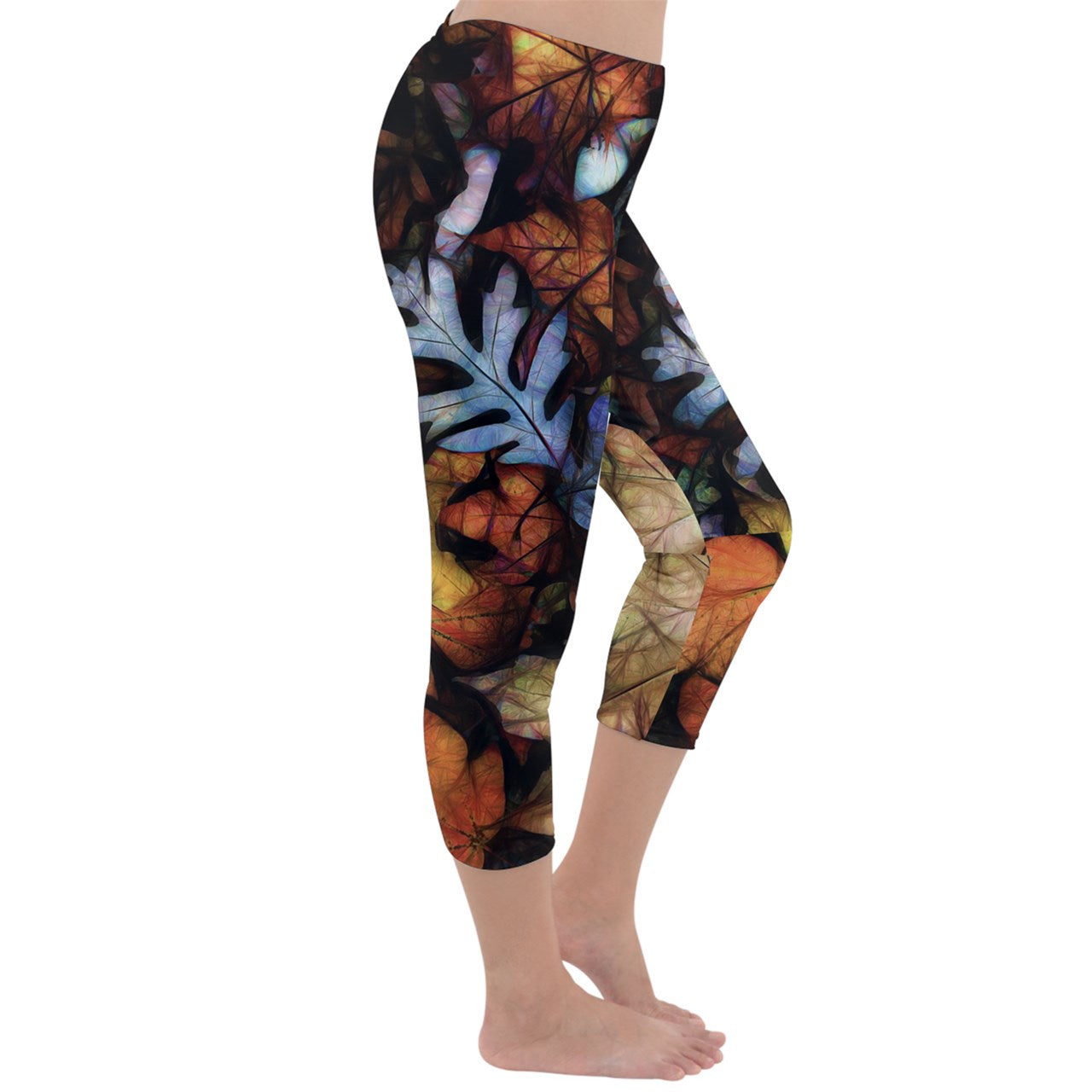 Mid October Leaves Capri Winter Leggings
