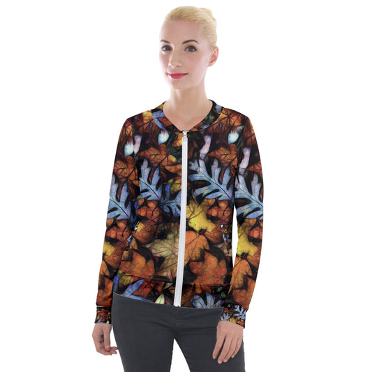 Mid October Leaves Velvet Zip Up Jacket