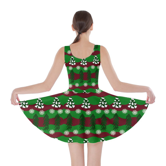 snowy evergreen pattern Skater Dress