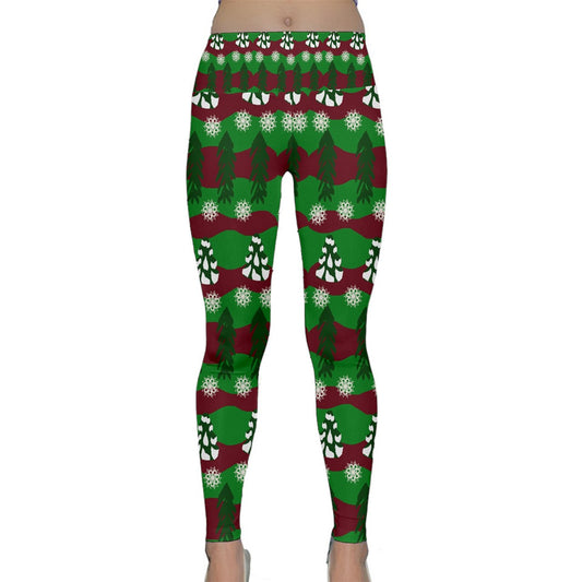 snowy evergreen pattern Lightweight Velour Classic Yoga Leggings