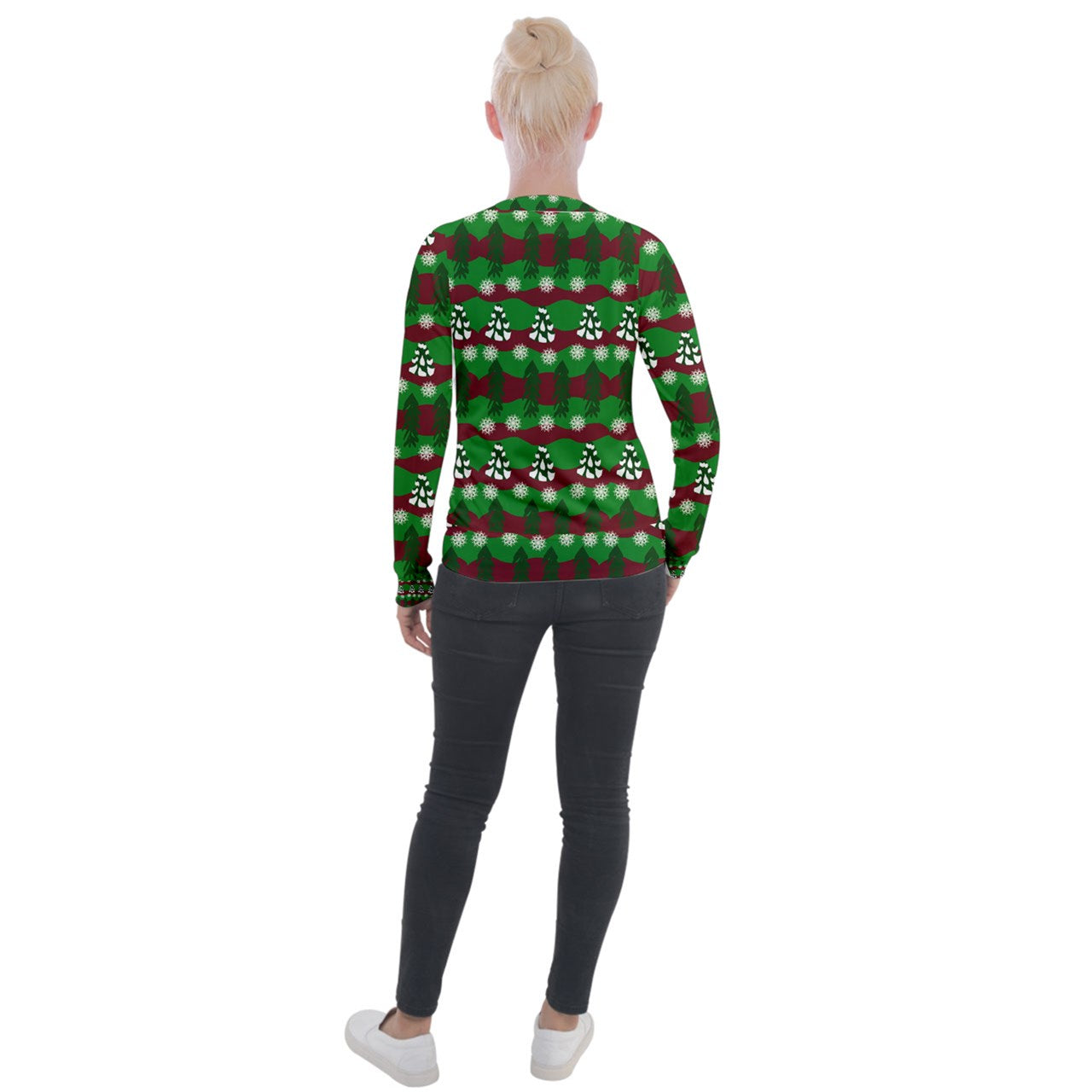 snowy evergreen pattern Velvet Zip Up Jacket