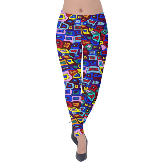 Wavy Square Pattern Velvet Leggings