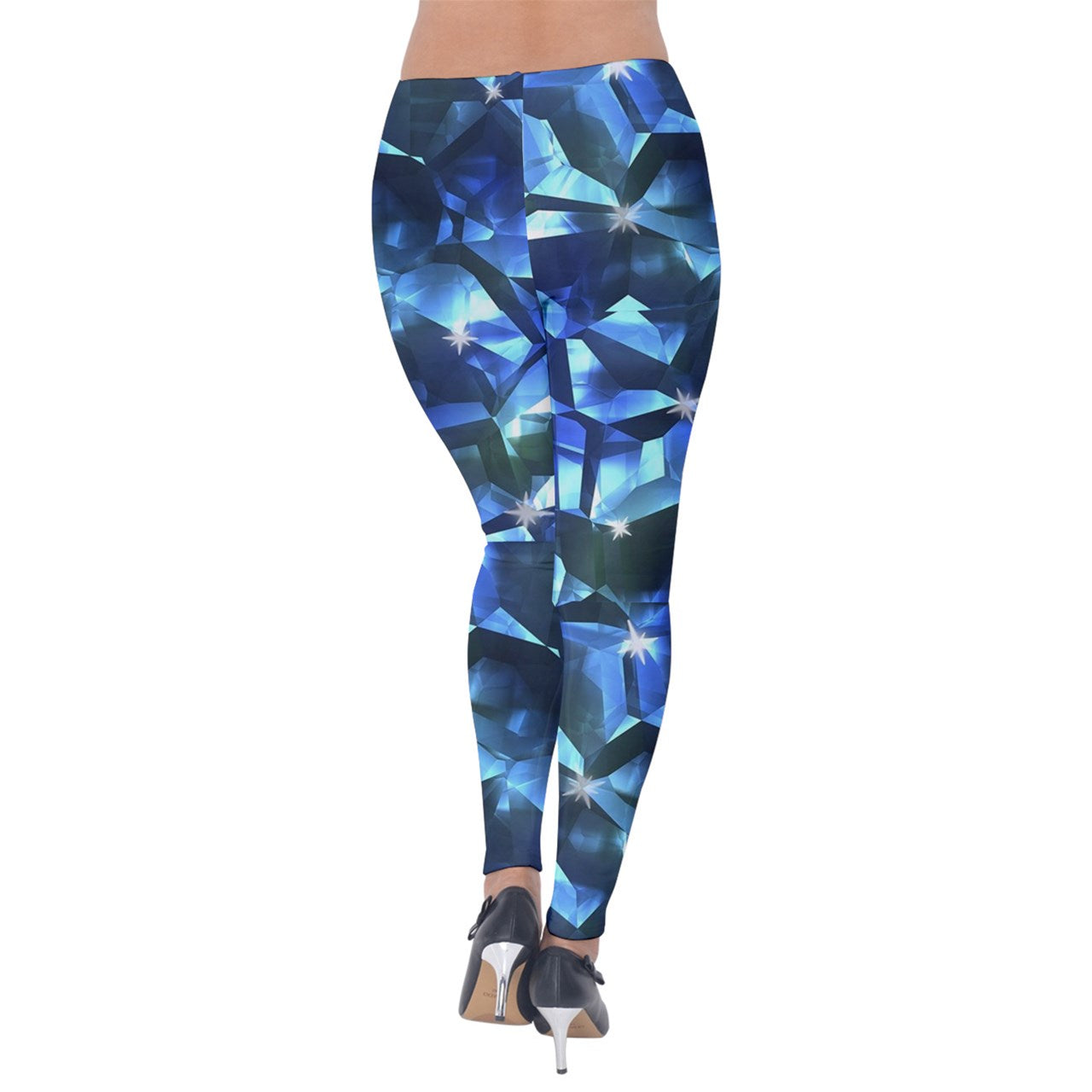 Blue Crystal Pattern Velvet Leggings