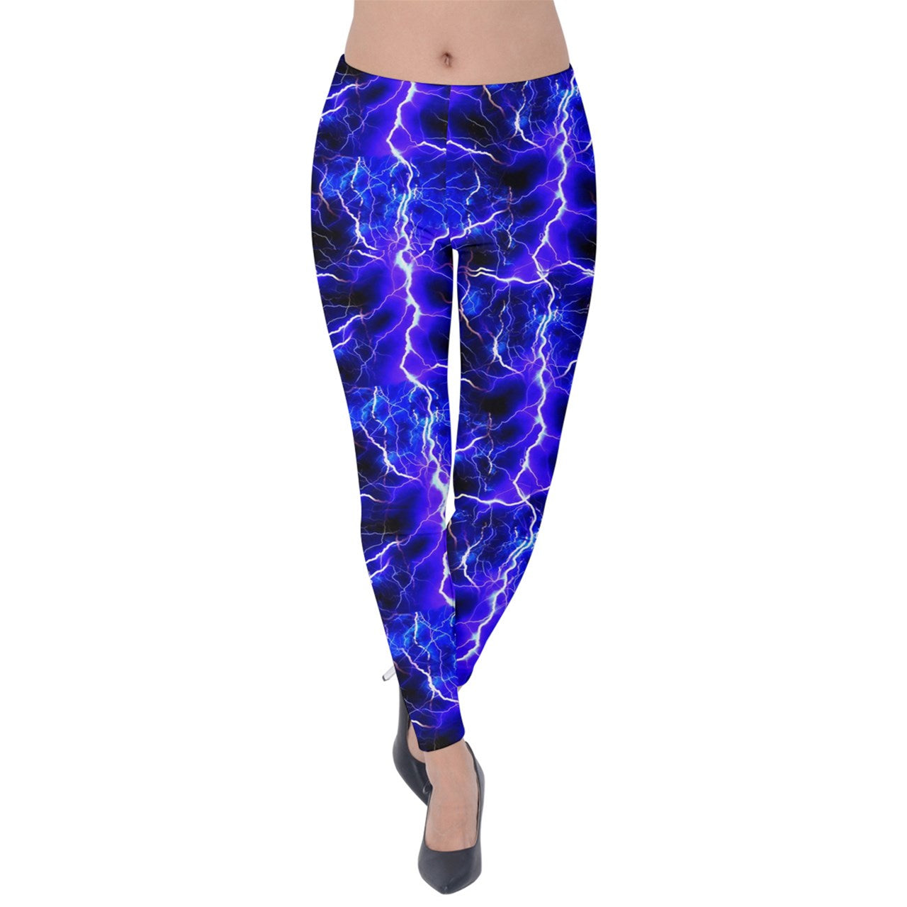 Blue Lightning Velvet Leggings