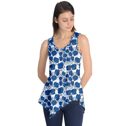Blue Roses Sleeveless Tunic