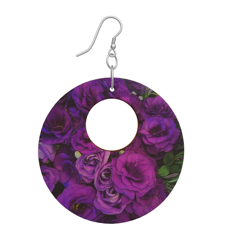 Purple Lisianthus Flowers Earrings
