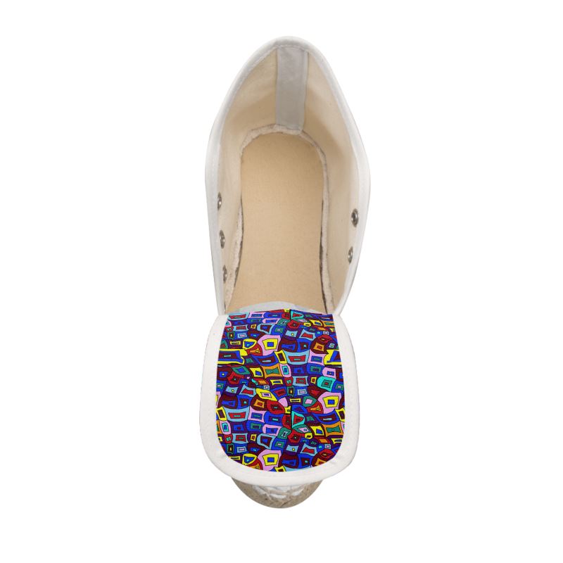 Wavy Square Pattern wedge Espadrilles