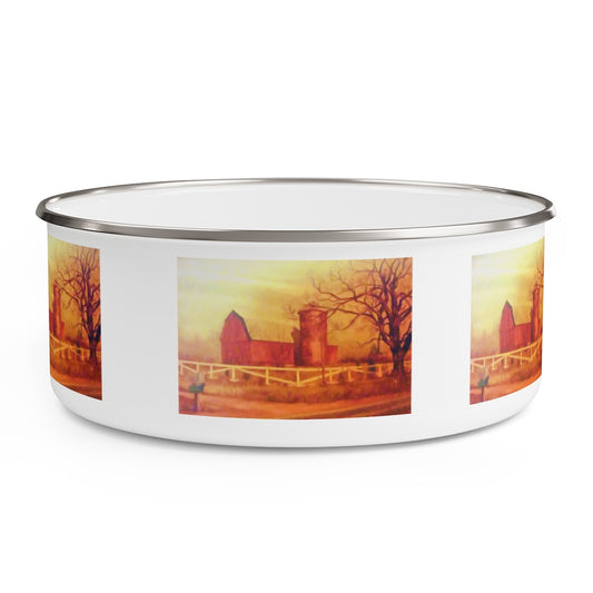 Barn Painting Enamel Bowl