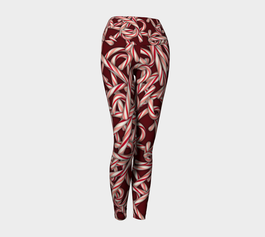 Candy Cane Collage Yoga Leggings