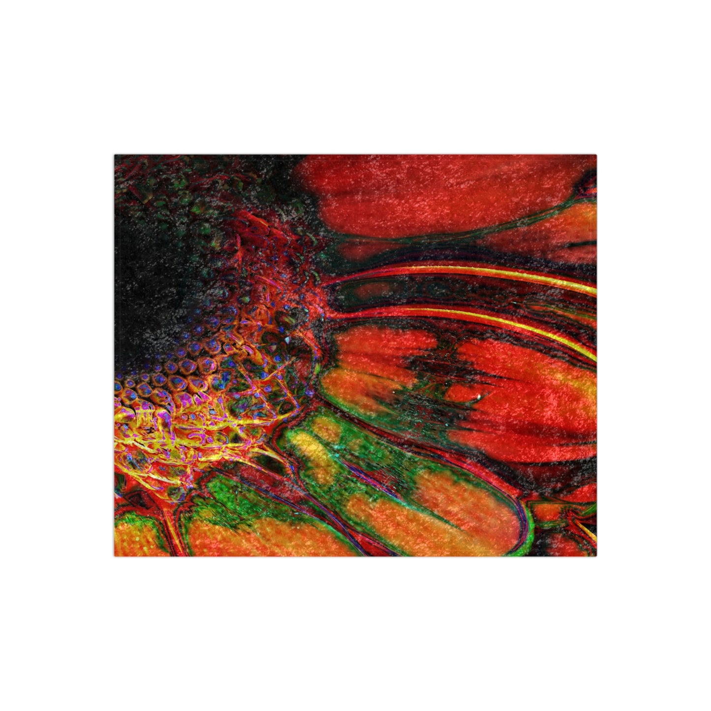 Orange Daisy Crushed Velvet Blanket