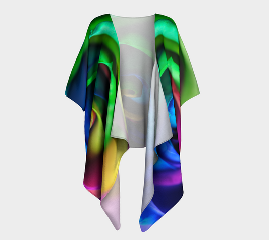 Rainbow Rose 17 Draped Kimono