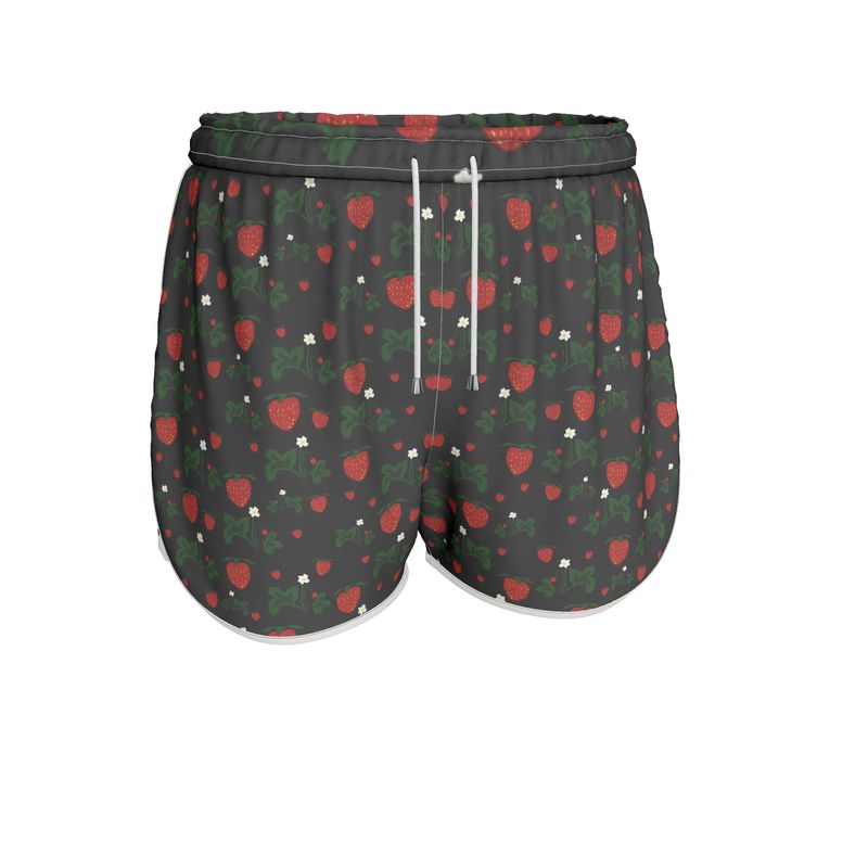 Wild Strawberries Pattern Womens Running Shorts