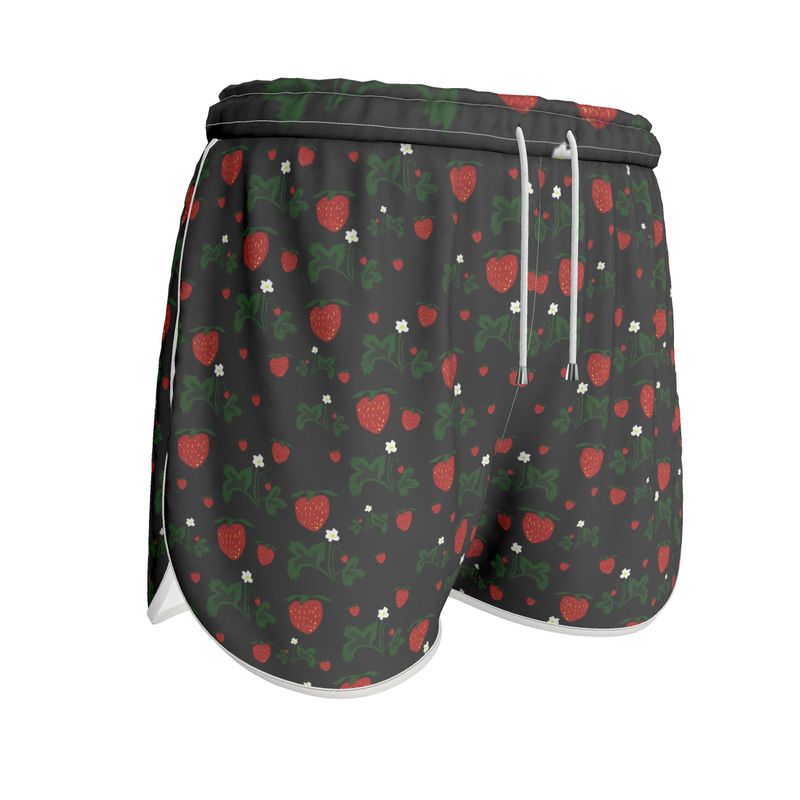 Wild Strawberries Pattern Womens Running Shorts