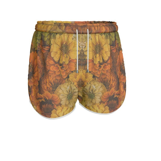Yellow Zinnias Womens Running Shorts