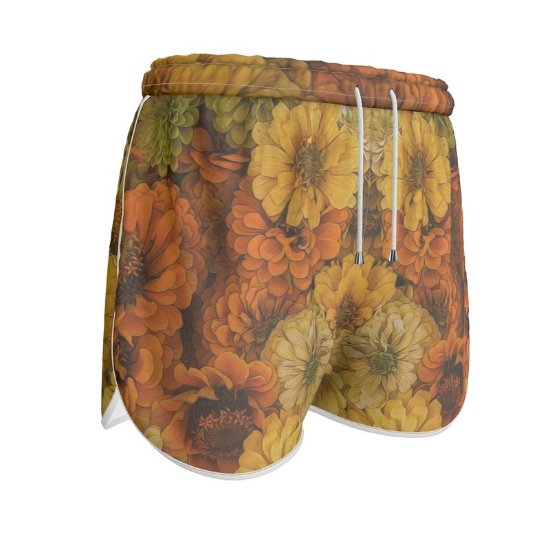 Yellow Zinnias Womens Running Shorts