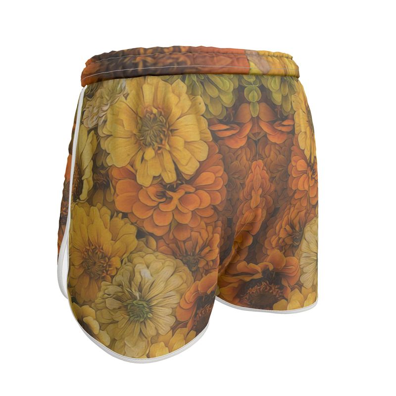 Yellow Zinnias Womens Running Shorts