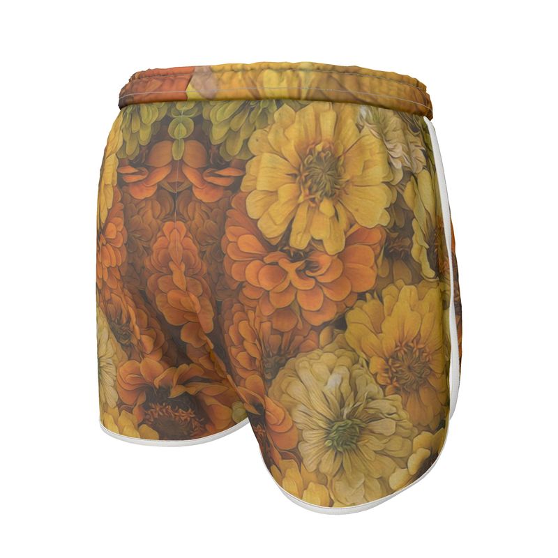 Yellow Zinnias Womens Running Shorts