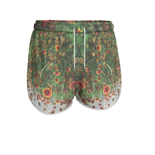 Red orange Flower Garden Womens Running Shorts