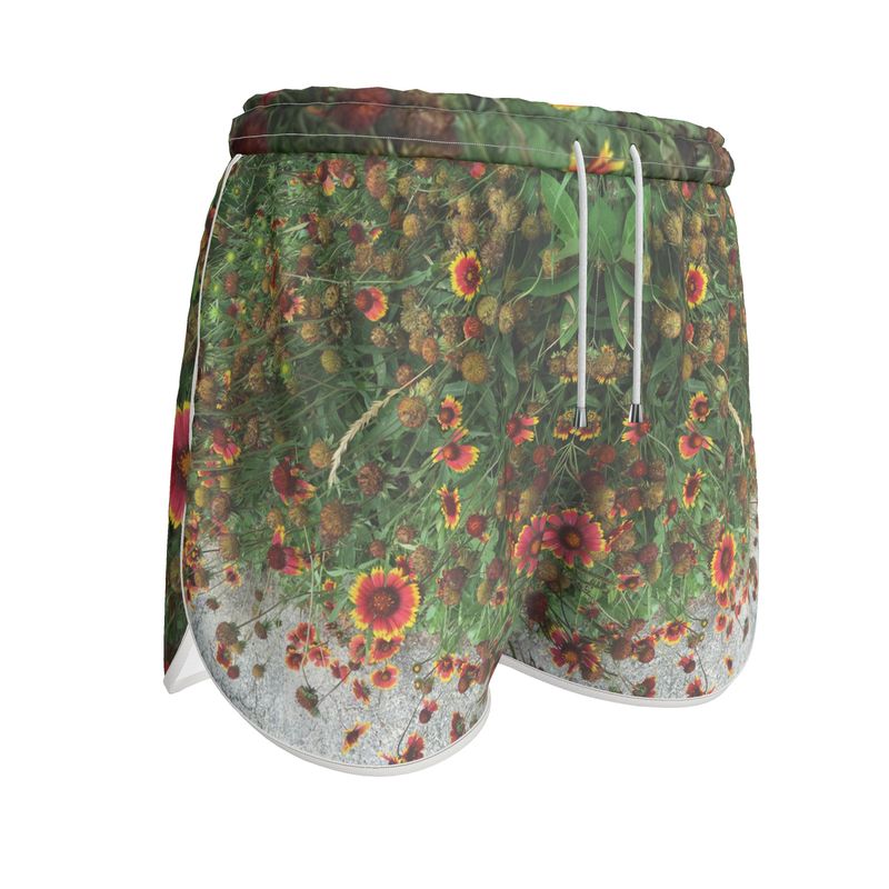 Red orange Flower Garden Womens Running Shorts