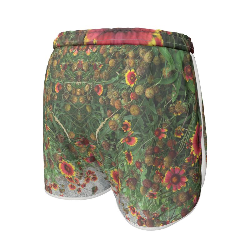 Red orange Flower Garden Womens Running Shorts