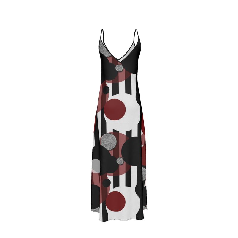 Black White Red Stripes Dot Slip Dress