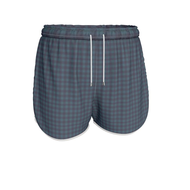 Blue Gingham Womens Running Shorts